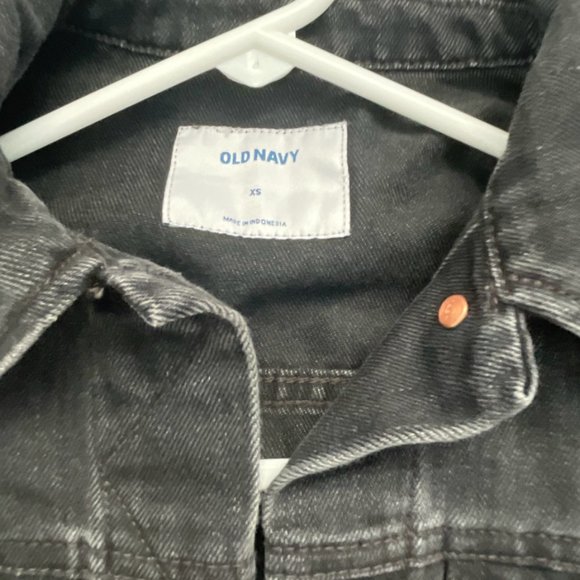 Black Denim Jacket Slightly Distressed - Picture 2 of 2